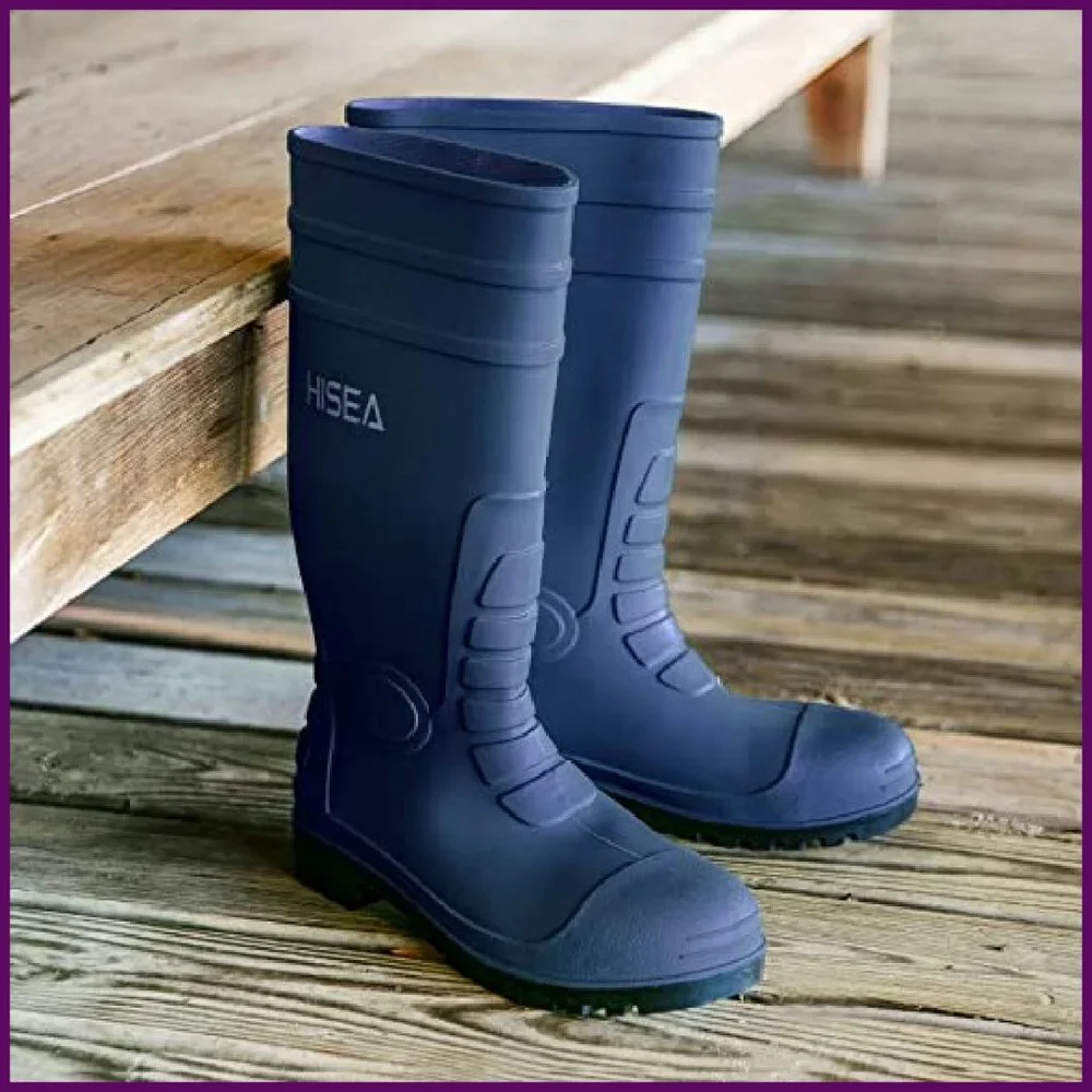 Men's Steel Toe PVC Rain Boots Waterproof Slip Resistant Work Boots